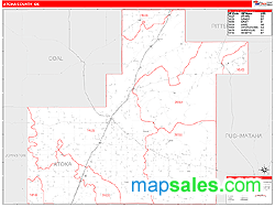 Atoka County, OK Zip Code Wall Map