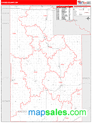 Caddo County, OK Zip Code Wall Map
