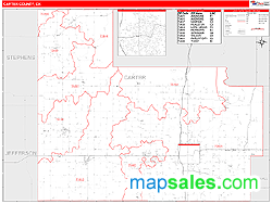 Carter County, OK Zip Code Wall Map