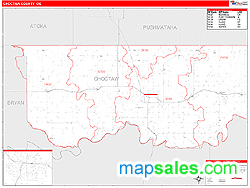 Choctaw County, OK Zip Code Wall Map