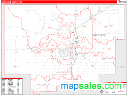 Comanche County, OK Zip Code Wall Map