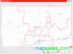 Custer County, OK Zip Code Wall Map