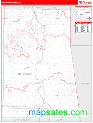 Delaware County, OK Zip Code Wall Map