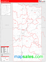 Grady County, OK Zip Code Wall Map