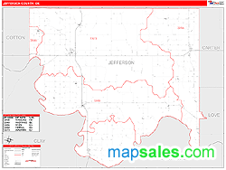 Jefferson County, OK Wall Map