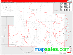 Johnston County, OK Zip Code Wall Map