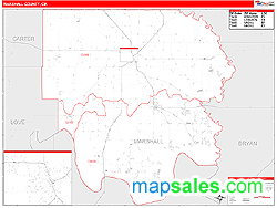 Marshall County, OK Zip Code Wall Map