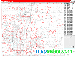 Oklahoma County, OK Zip Code Wall Map