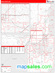 Tulsa County, OK Zip Code Wall Map
