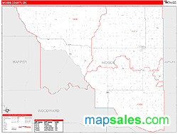 Woods County, OK Zip Code Wall Map