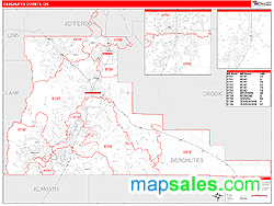 Deschutes County, OR Zip Code Wall Map