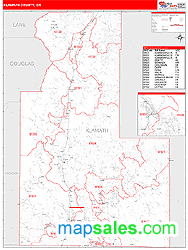 Klamath County, OR Zip Code Wall Map