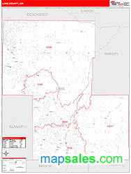 Lake County, OR Zip Code Wall Map