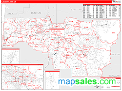 Lane County, OR Zip Code Wall Map