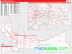 Multnomah County, OR Zip Code Wall Map