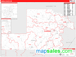 Yamhill County, OR Zip Code Wall Map