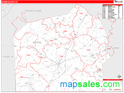 Adams County, PA Zip Code Wall Map