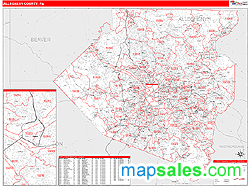 Allegheny County, PA Zip Code Wall Map