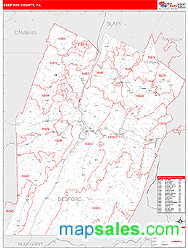 Bedford County, PA Zip Code Wall Map