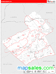 Carbon County, PA Zip Code Wall Map