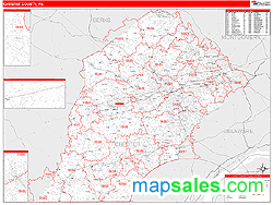 Chester County, PA Zip Code Wall Map