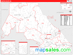 Clinton County, PA Zip Code Wall Map