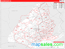 Delaware County, PA Zip Code Wall Map