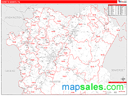 Fayette County, PA Zip Code Wall Map