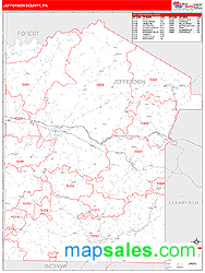 Jefferson County, PA Zip Code Wall Map