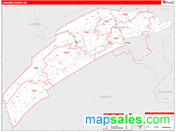 Juniata County, PA Zip Code Wall Map