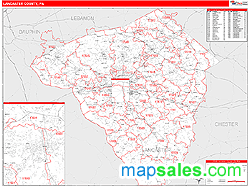 Lancaster County, PA Zip Code Wall Map