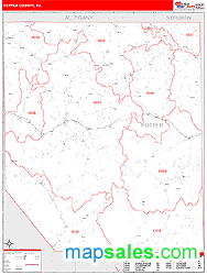 Potter County, PA Zip Code Wall Map