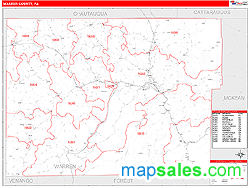 Warren County, PA Zip Code Wall Map