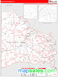 Washington County, PA Zip Code Wall Map