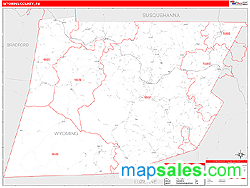 Wyoming County, PA Zip Code Wall Map