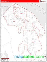 Bristol County, RI Zip Code Wall Map