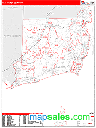 Washington County, RI Zip Code Wall Map