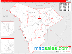 Allendale County, SC Zip Code Wall Map