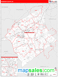 Anderson County, SC Zip Code Wall Map