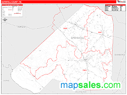 Barnwell County, SC Zip Code Wall Map