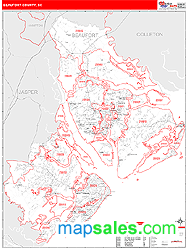 Beaufort County, SC Zip Code Wall Map