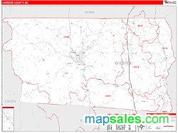Chester County, SC Zip Code Wall Map