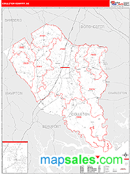 Colleton County, SC Zip Code Wall Map