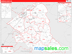 Florence County, SC Zip Code Wall Map