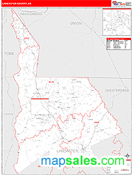 Lancaster County, SC Zip Code Wall Map