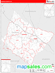 Laurens County, SC Wall Map