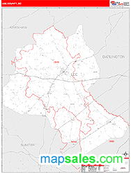 Lee County, SC Zip Code Wall Map