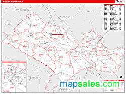 Orangeburg County, SC Zip Code Wall Map