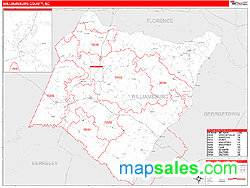 Williamsburg County, SC Zip Code Wall Map