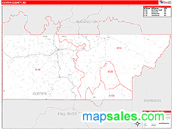 Custer County, SD Zip Code Wall Map